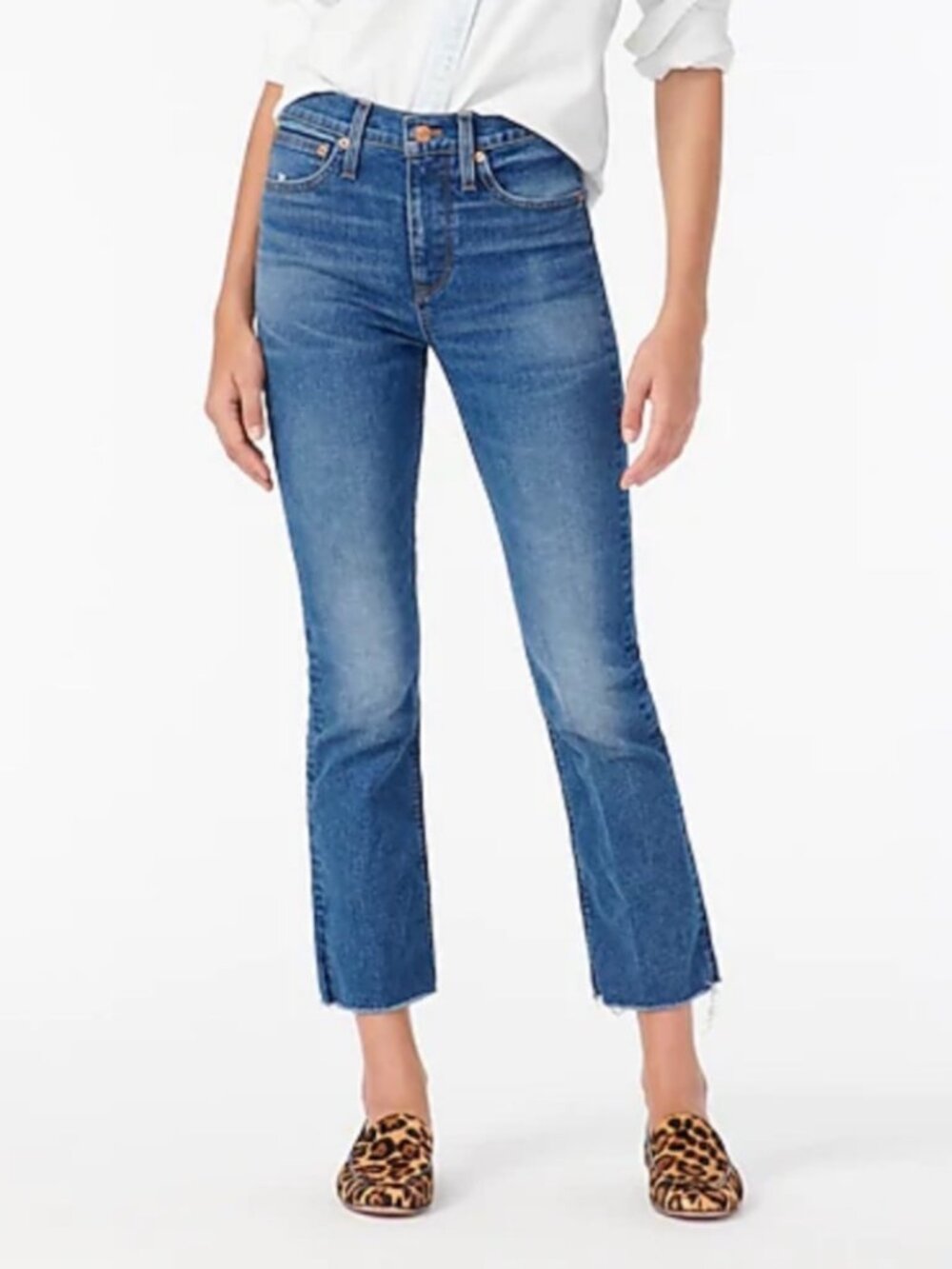 J.Crew Demi Boot Crop frayed hem blue jeans size 26 VGUC